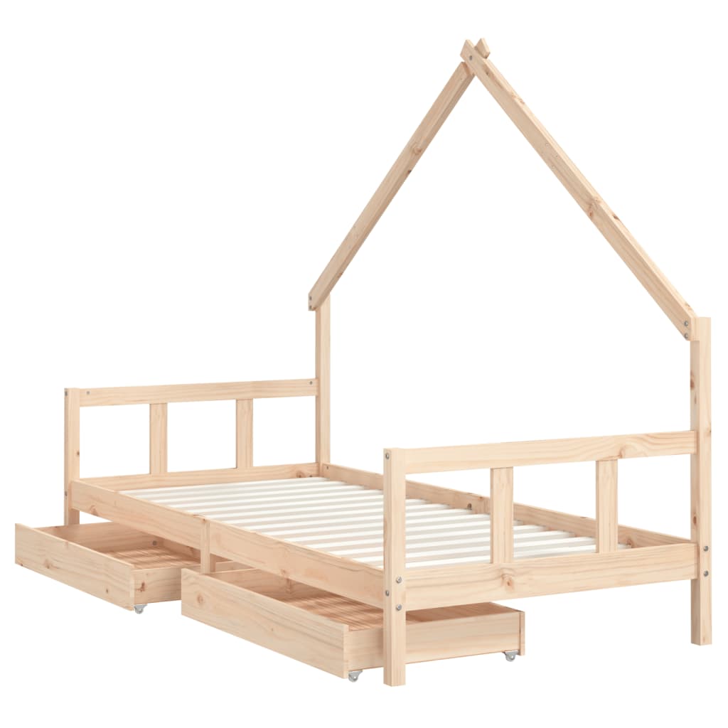 Estrutura de cama infantil c/ gavetas 90x190 cm pinho maciço