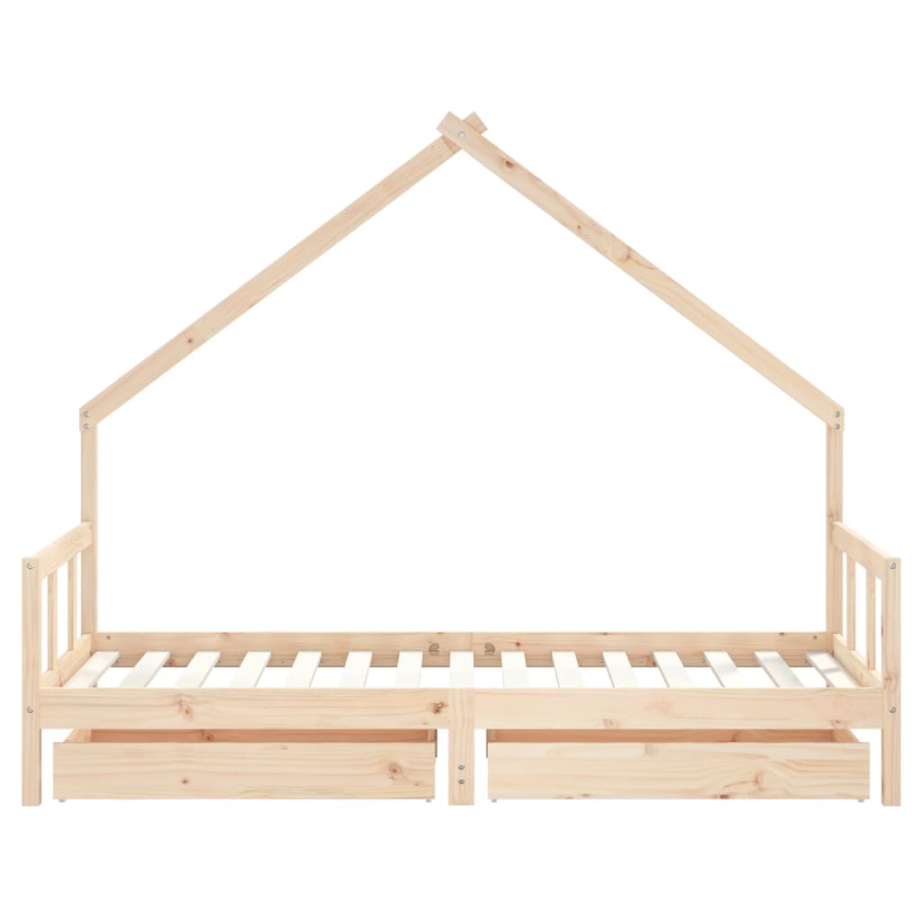 Estrutura de cama infantil c/ gavetas 90x190 cm pinho maciço