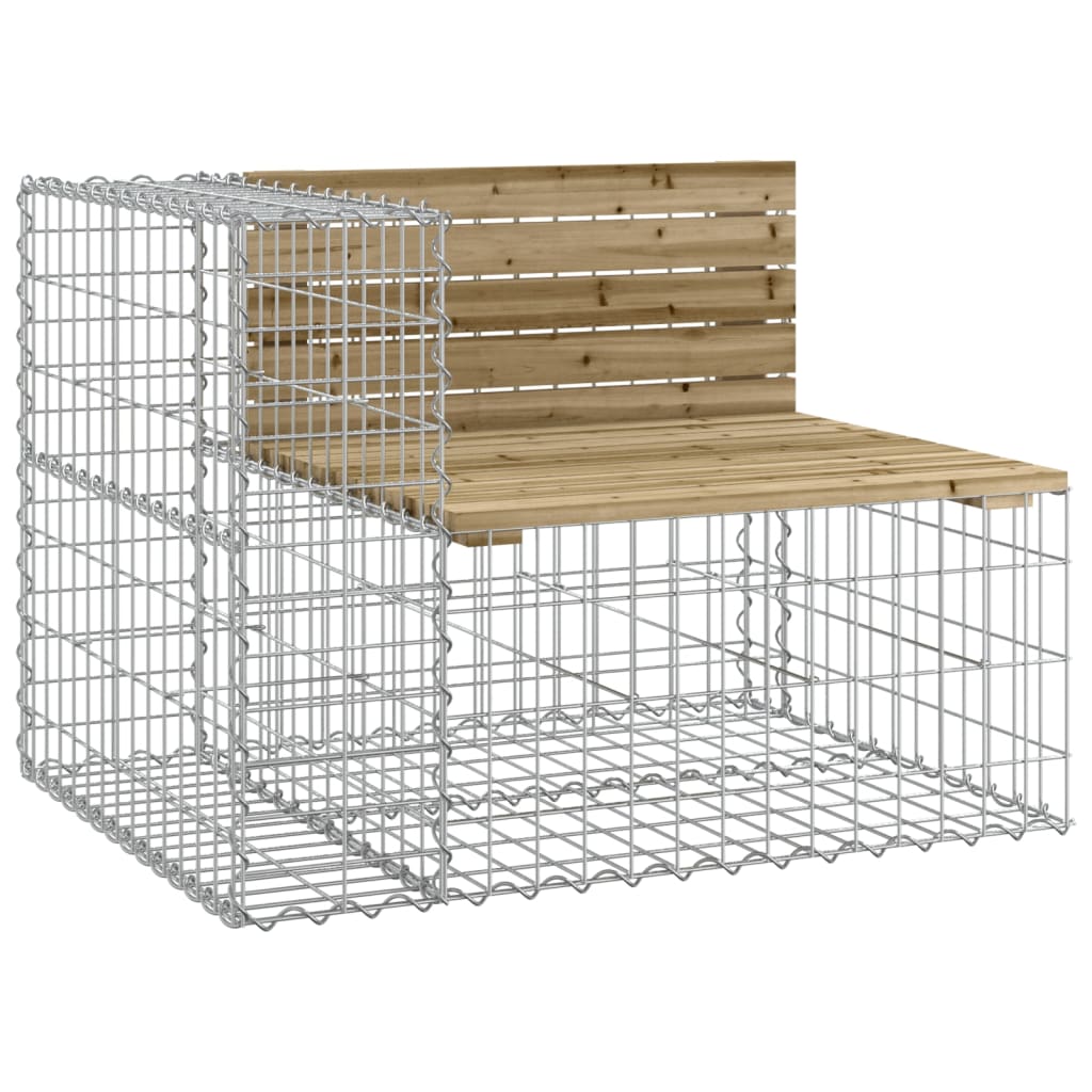 Banco de jardim c/ design gabião 184x71x65,5cm pinho impregnado