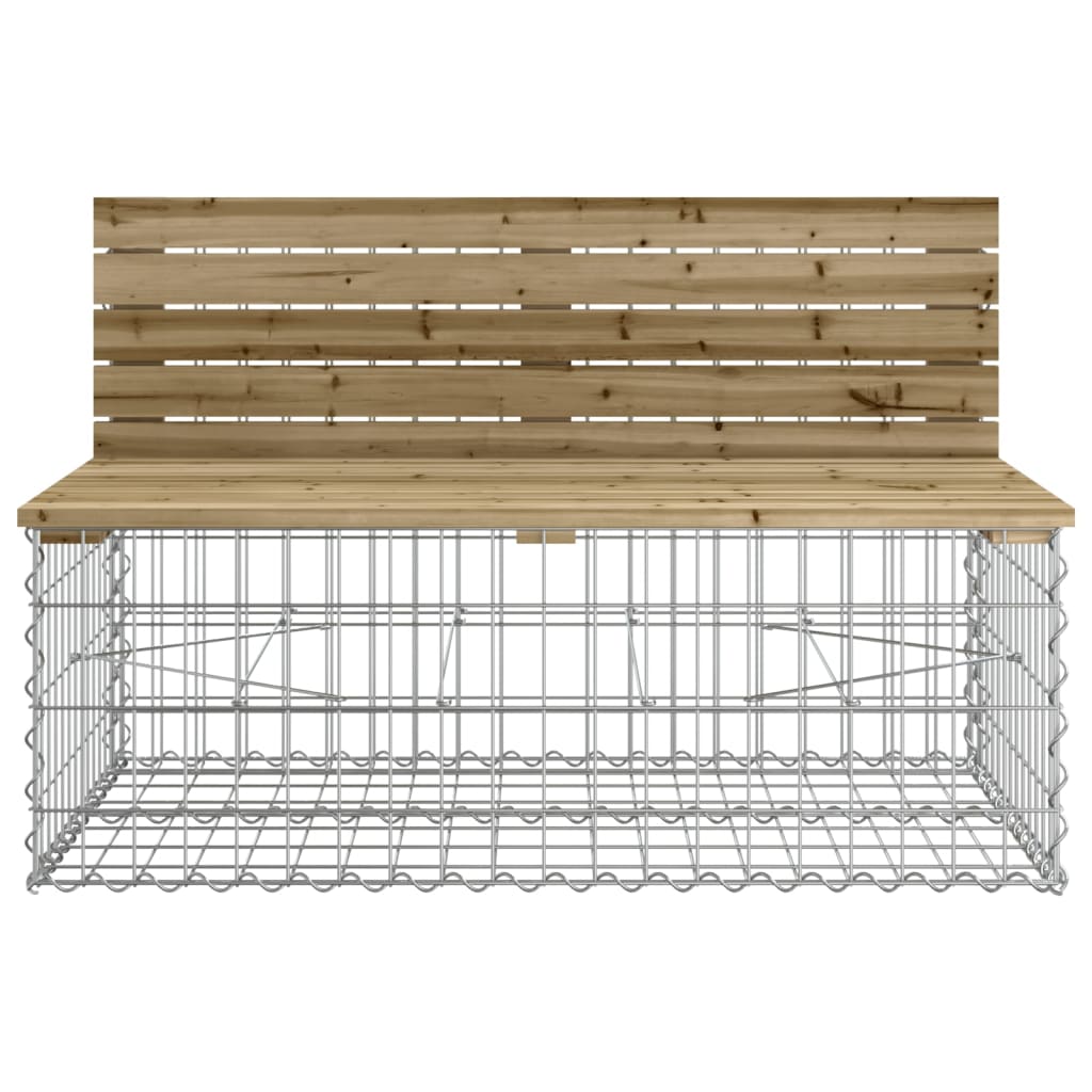 Banco de jardim c/ design gabião 287x71x65,5cm pinho impregnado