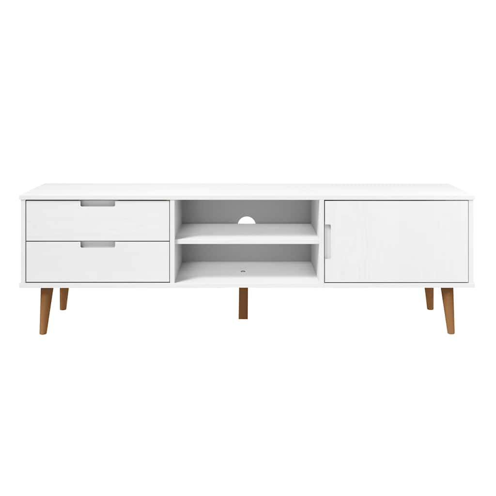 Móvel de TV MOLDE 158x40x49 cm pinho maciço branco