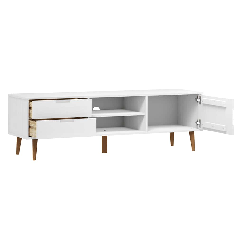 Móvel de TV MOLDE 158x40x49 cm pinho maciço branco