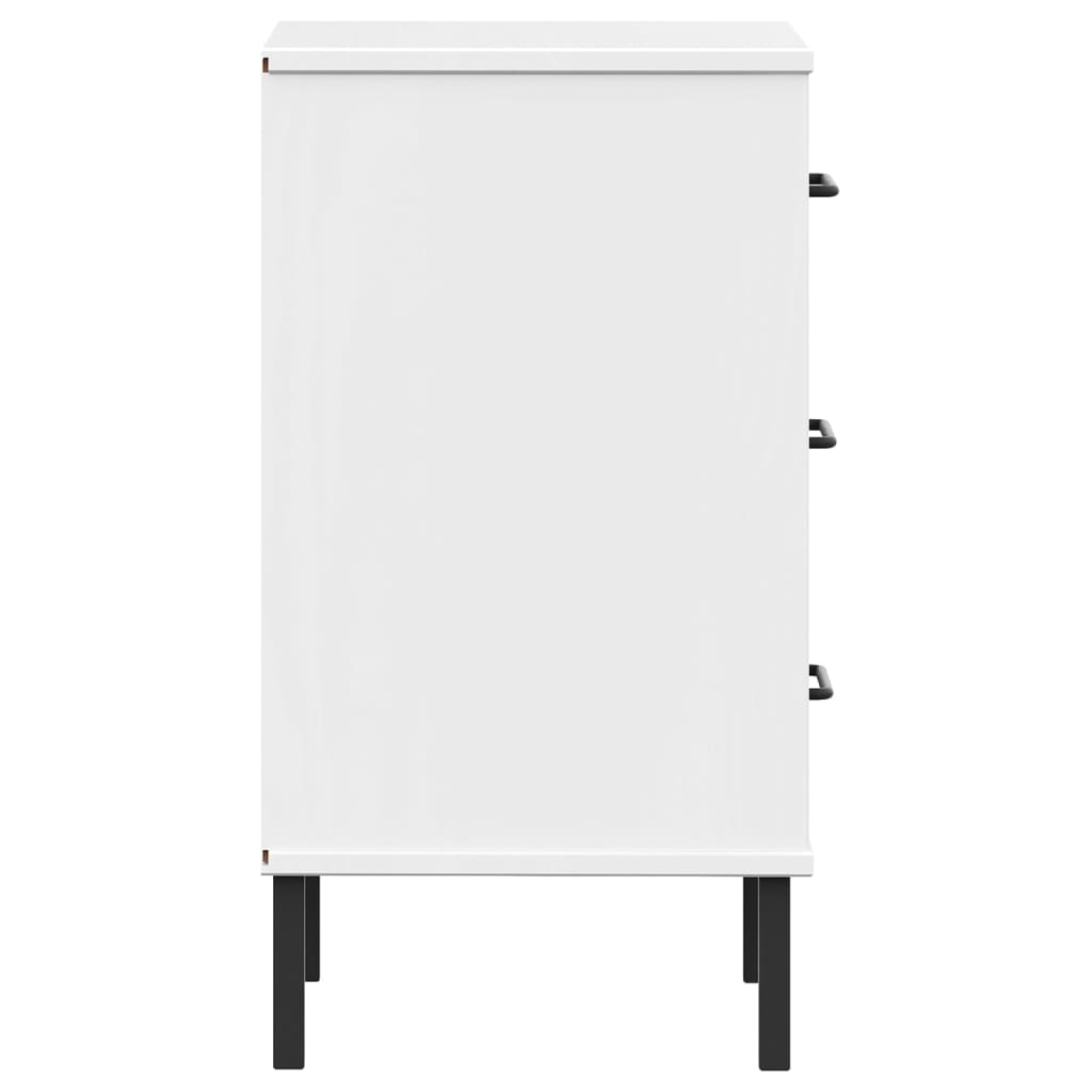 Mesa cabeceira c/ pernas de metal OSLO pinho maciço branco