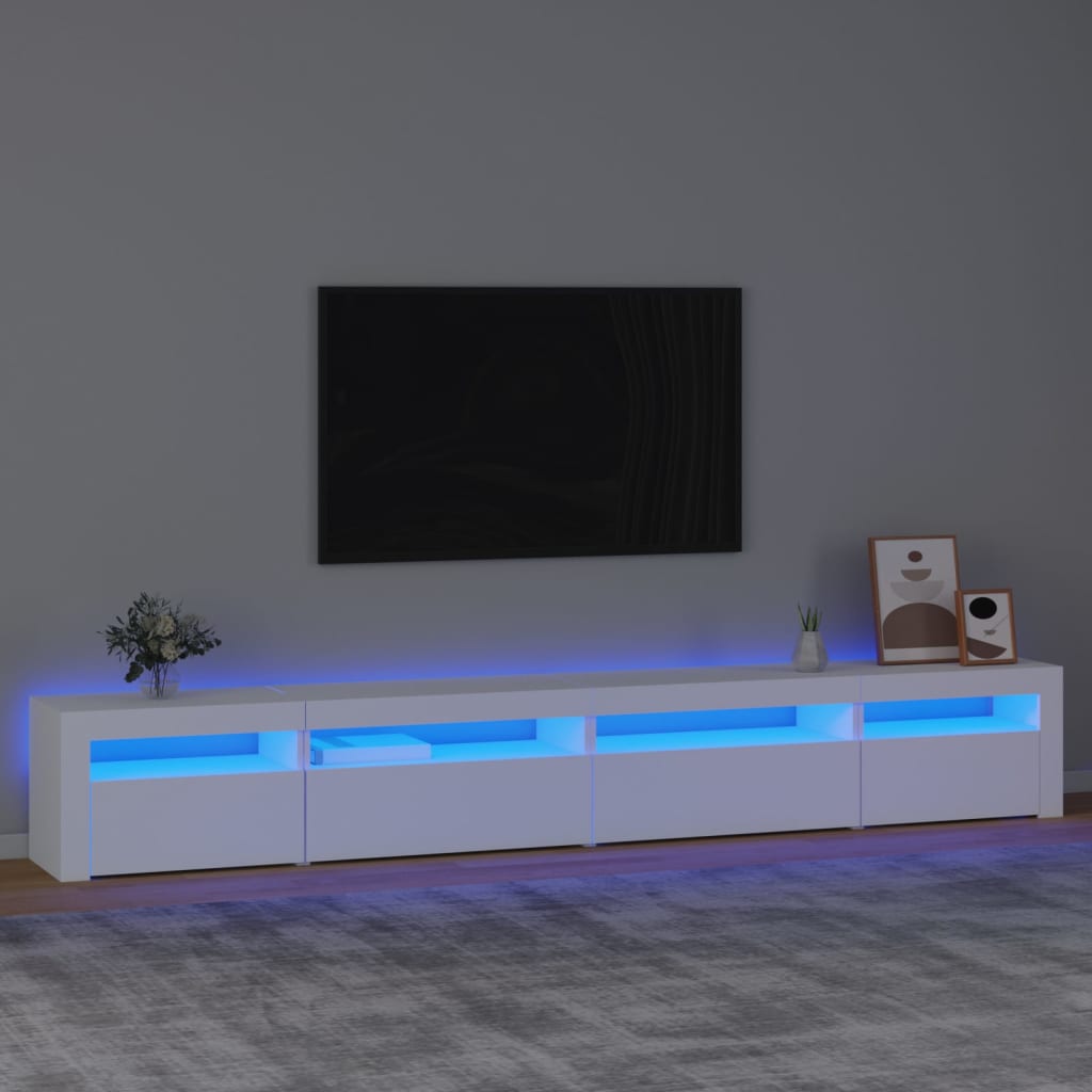 Móvel de TV com luzes LED 270x35x40 cm branco