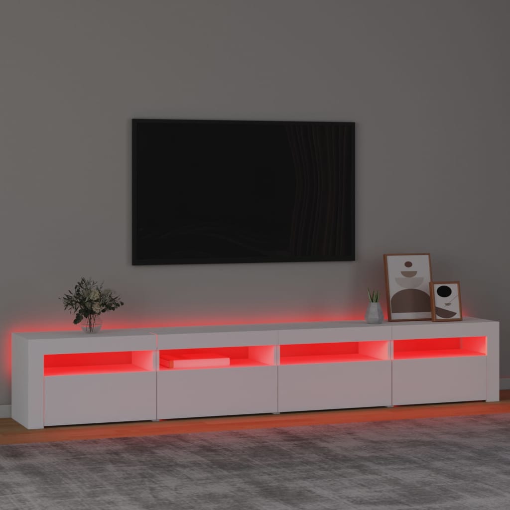 Móvel de TV com luzes LED 240x35x40 cm branco