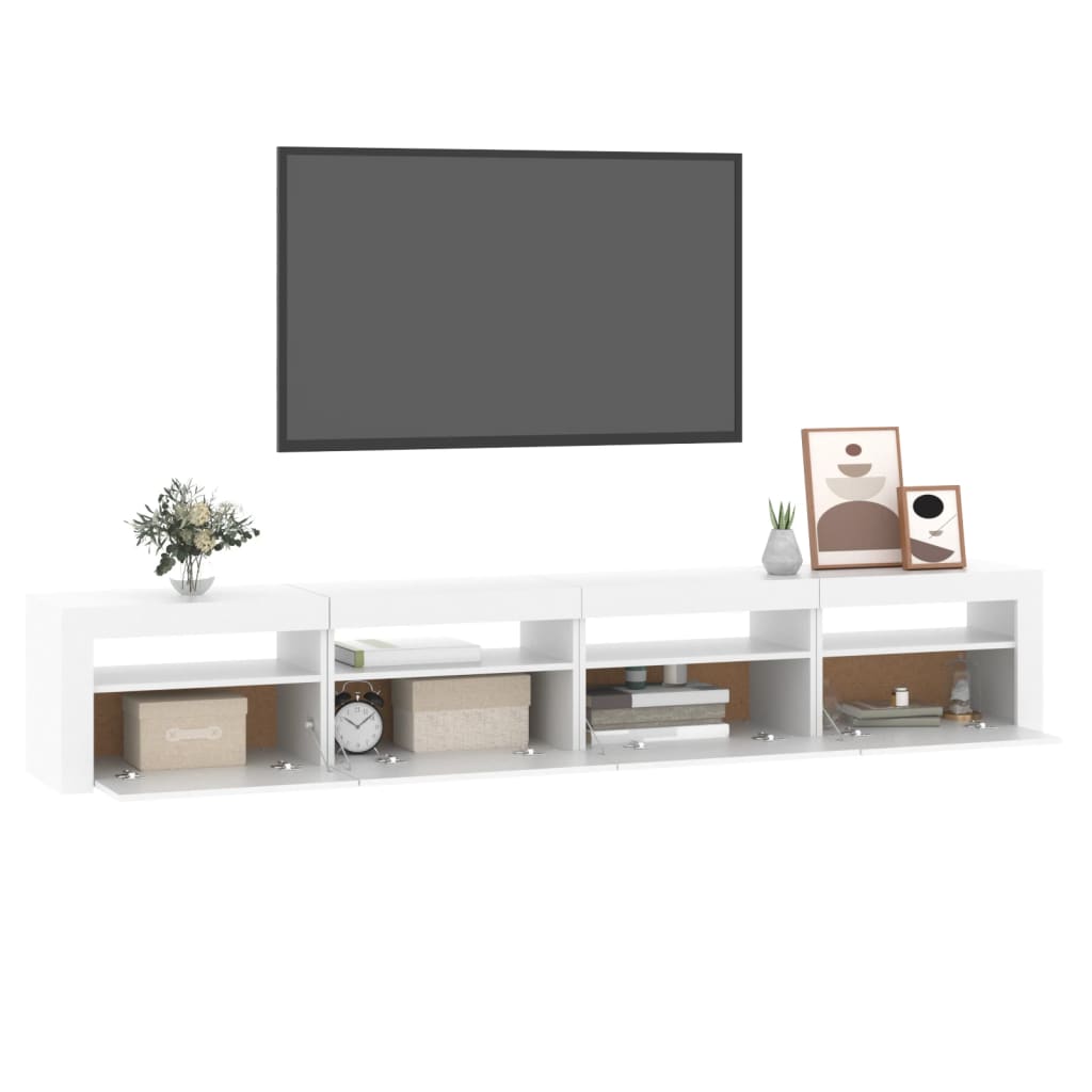 Móvel de TV com luzes LED 240x35x40 cm branco