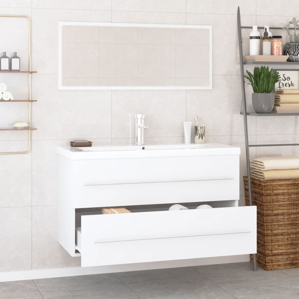 3 pcs conjunto de móveis de casa de banho branco