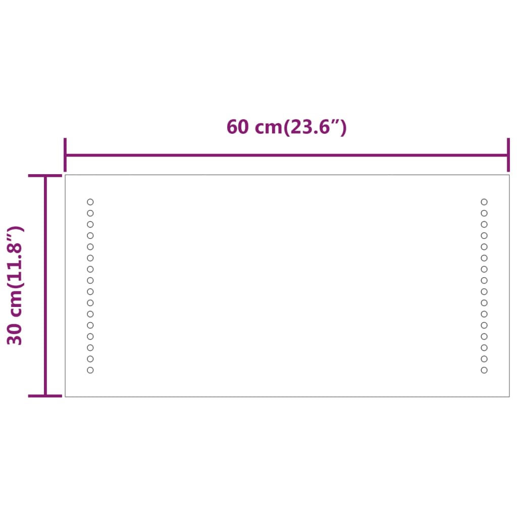 Espelho de casa de banho com luzes LED 30x60 cm