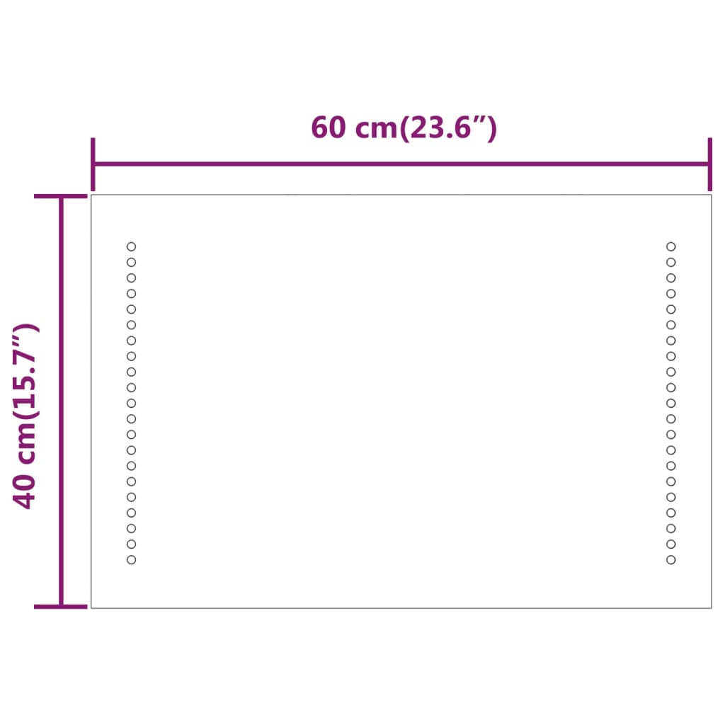 Espelho de casa de banho com luzes LED 40x60 cm