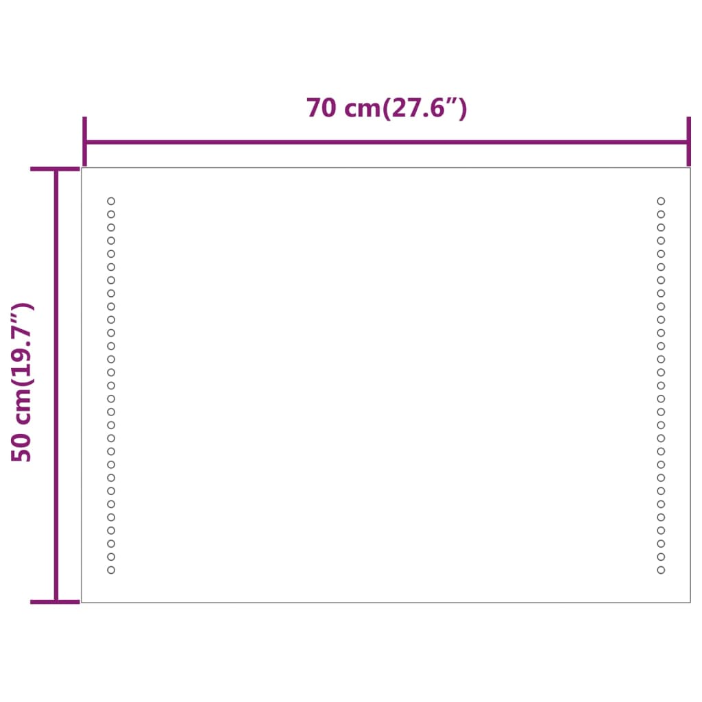 Espelho de casa de banho com luzes LED 50x70 cm