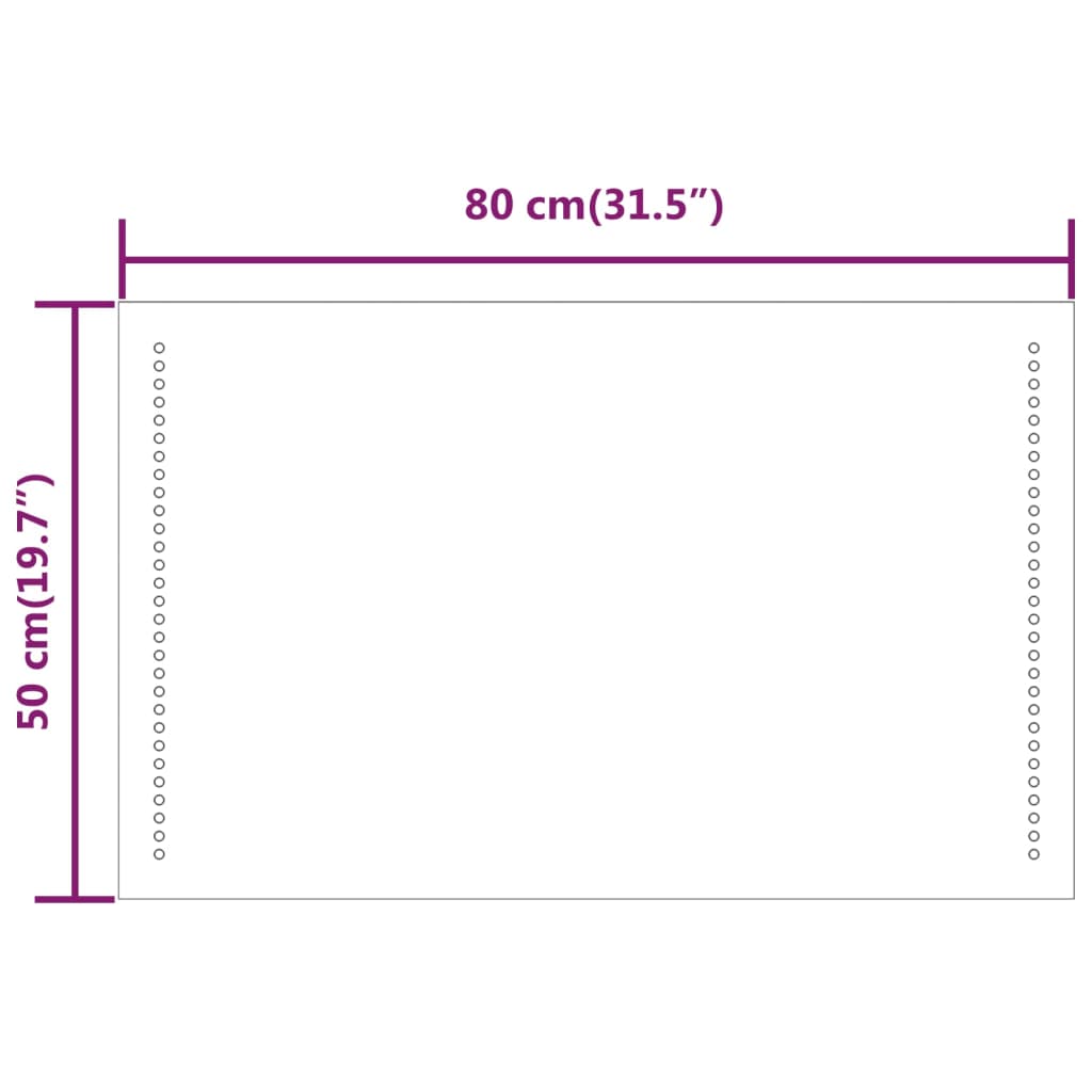 Espelho de casa de banho com luzes LED 50x80 cm