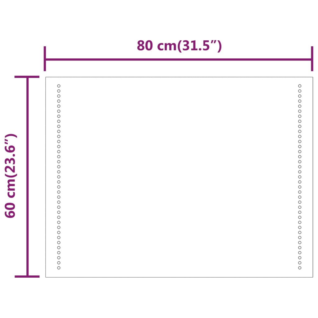 Espelho de casa de banho com luzes LED 60x80 cm