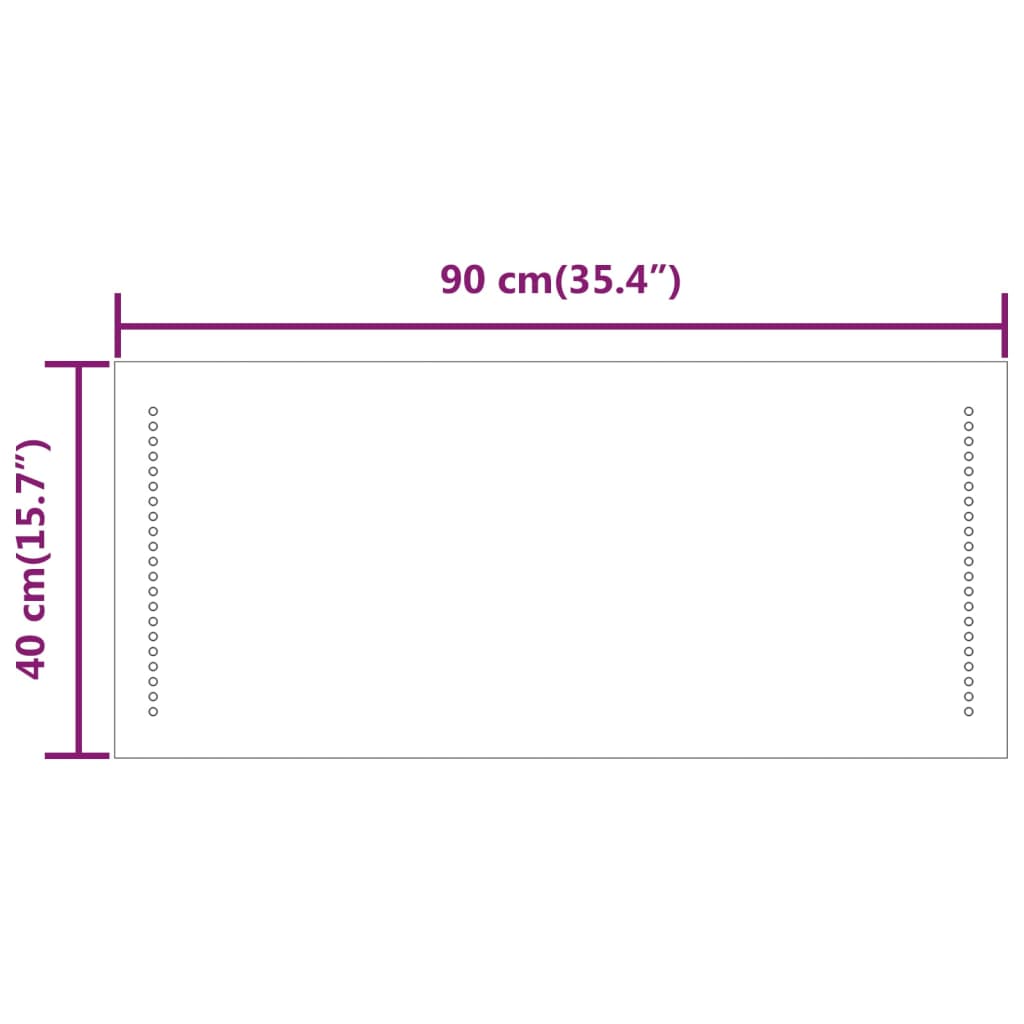 Espelho de casa de banho com luzes LED 40x90 cm