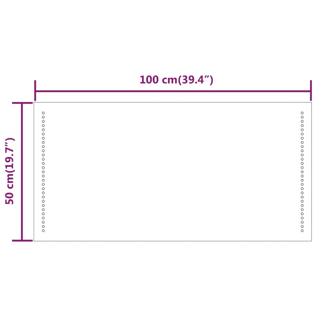 Espelho de casa de banho com luzes LED 50x100 cm