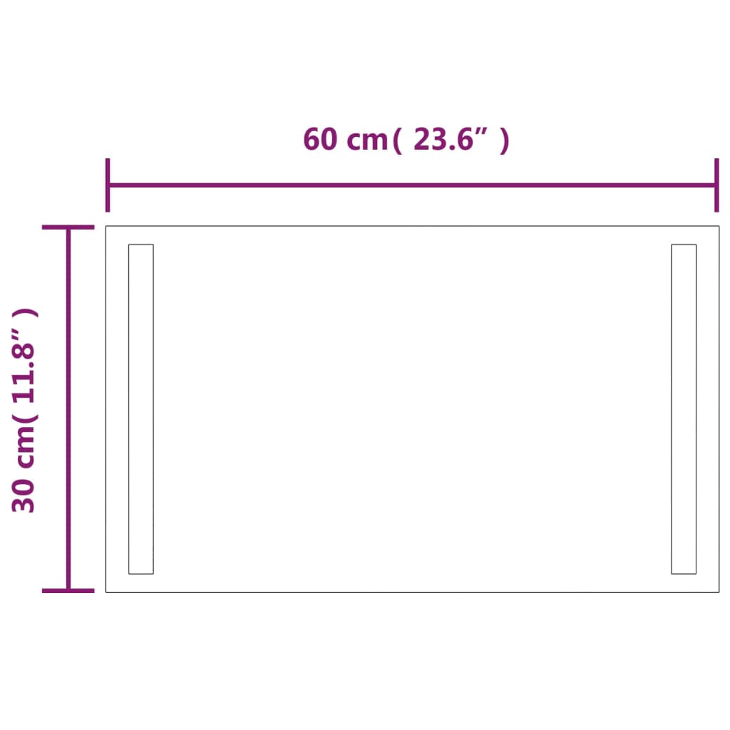 Espelho de casa de banho com luzes LED 30x60 cm