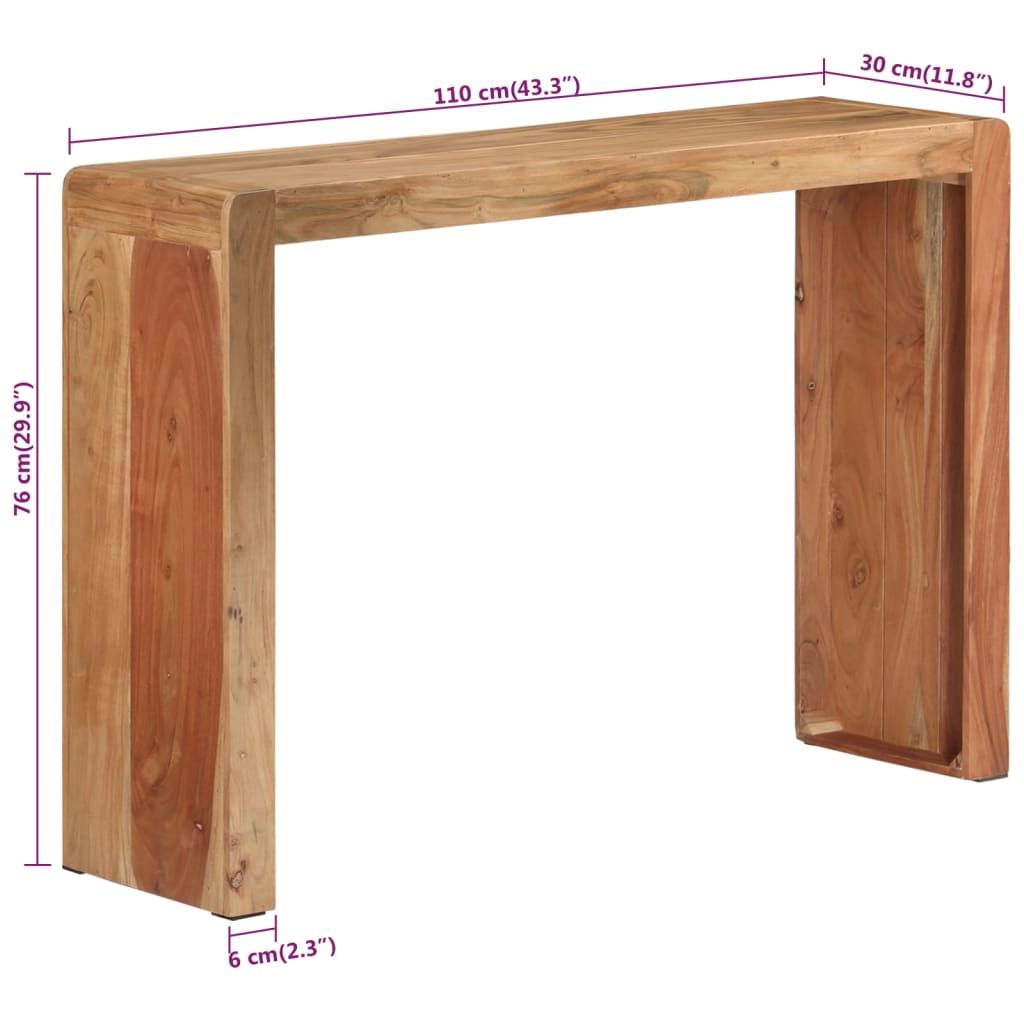 Mesa consola 110x30x76 cm madeira de acácia maciça