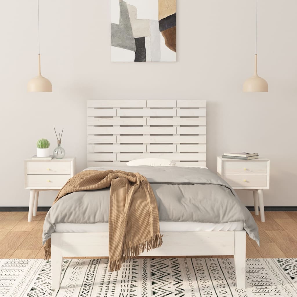 Cabeceira de parede 140x3x60 cm madeira de pinho maciça branco