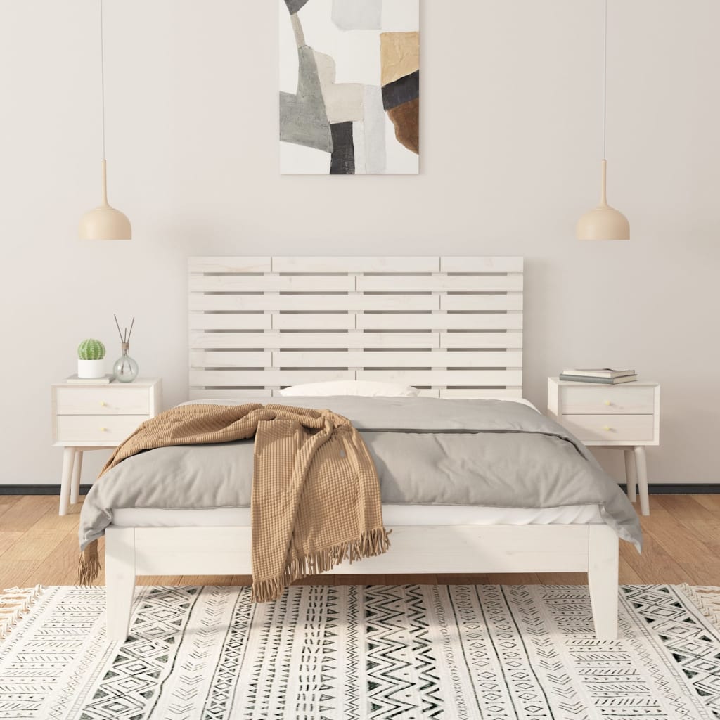 Cabeceira de parede 140x3x60 cm madeira de pinho maciça branco