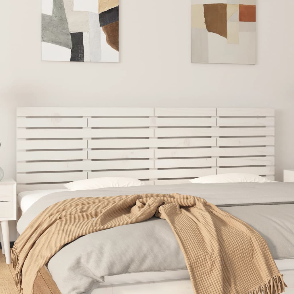 Cabeceira de parede 140x3x60 cm madeira de pinho maciça branco