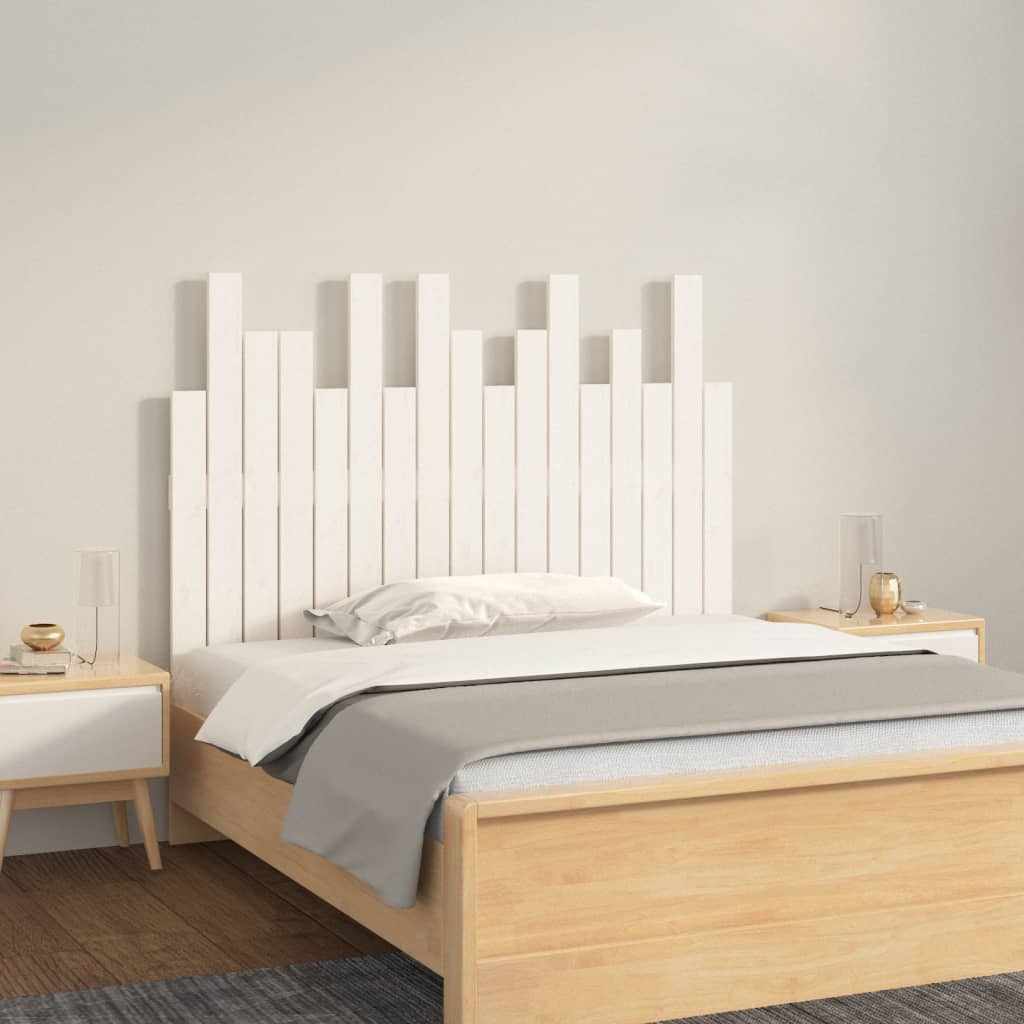 Cabeceira de parede 140x3x80 cm madeira de pinho maciça branco