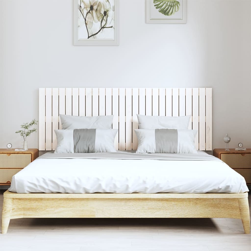 Cabeceira de parede 140x3x60 cm madeira de pinho maciça branco
