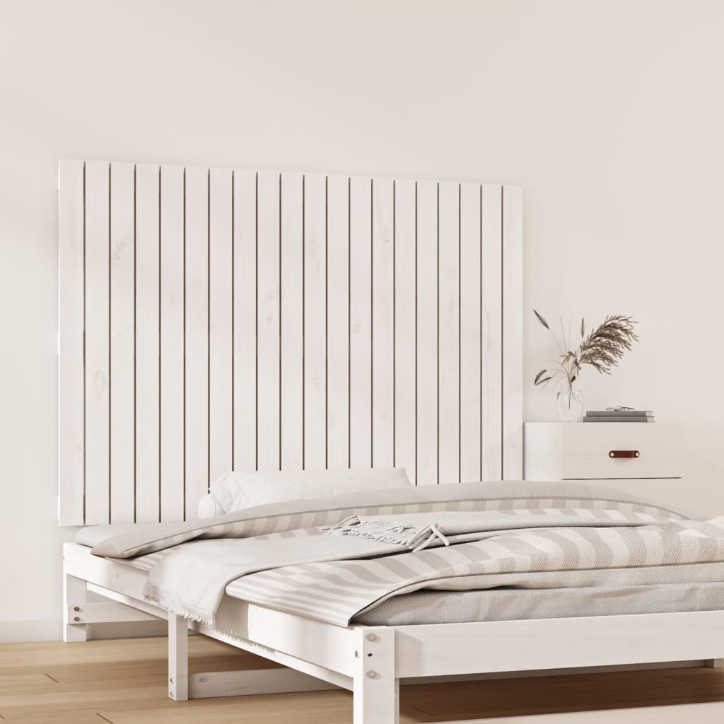 Cabeceira de parede 140x3x60 cm madeira de pinho maciça branco