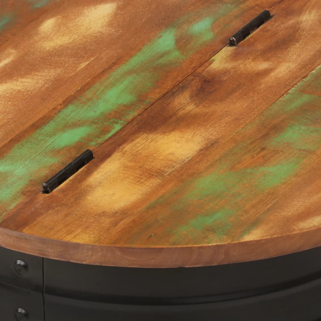 Mesa de centro 50x39,5 cm madeira recuperada maciça preto