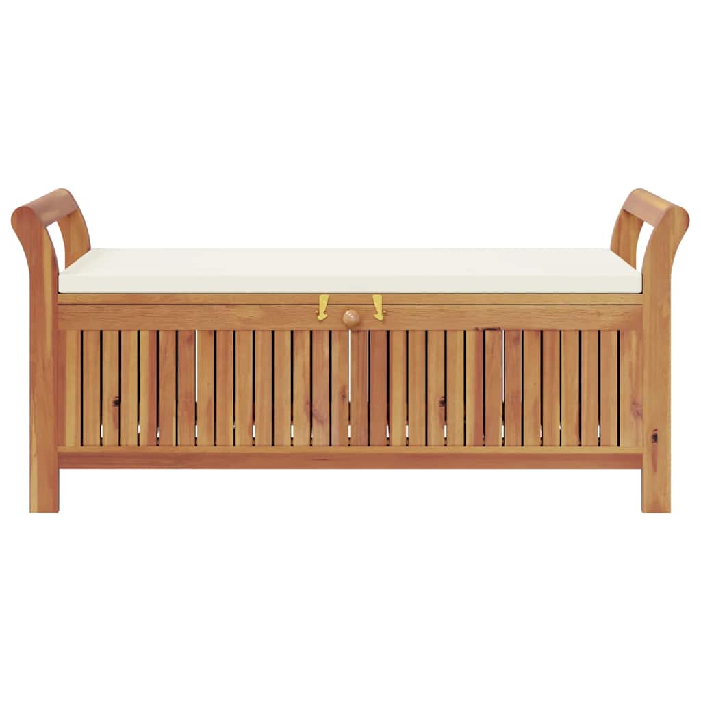 Banco de arrumação p/ jardim c/ almofadão 126 cm acácia maciça