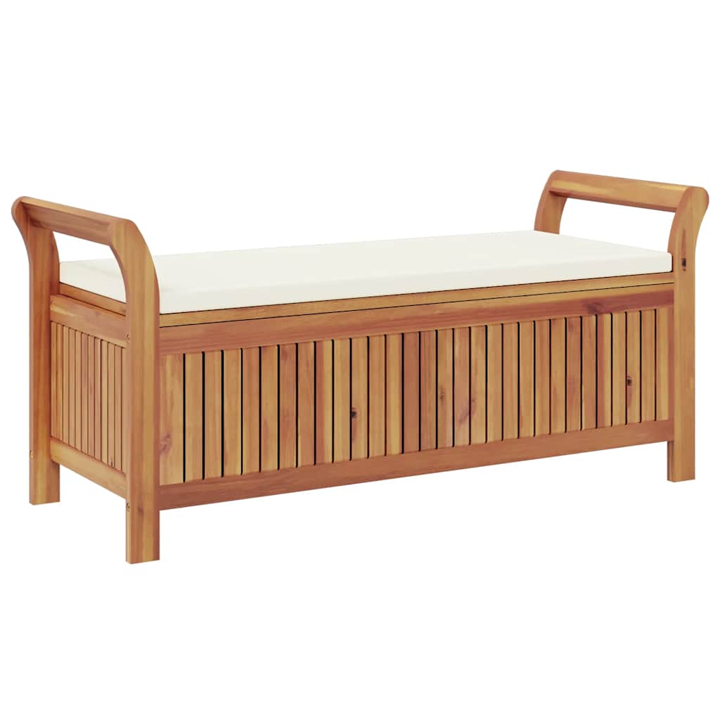 Banco de arrumação p/ jardim c/ almofadão 126 cm acácia maciça