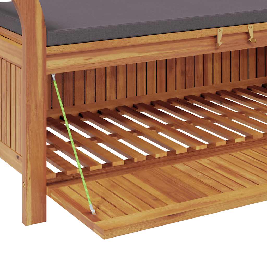 Banco de arrumação p/ jardim c/ almofadão 126 cm acácia maciça