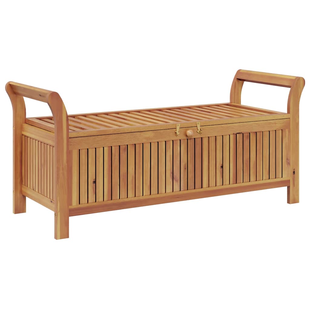 Banco de arrumação p/ jardim c/ almofadão 126 cm acácia maciça