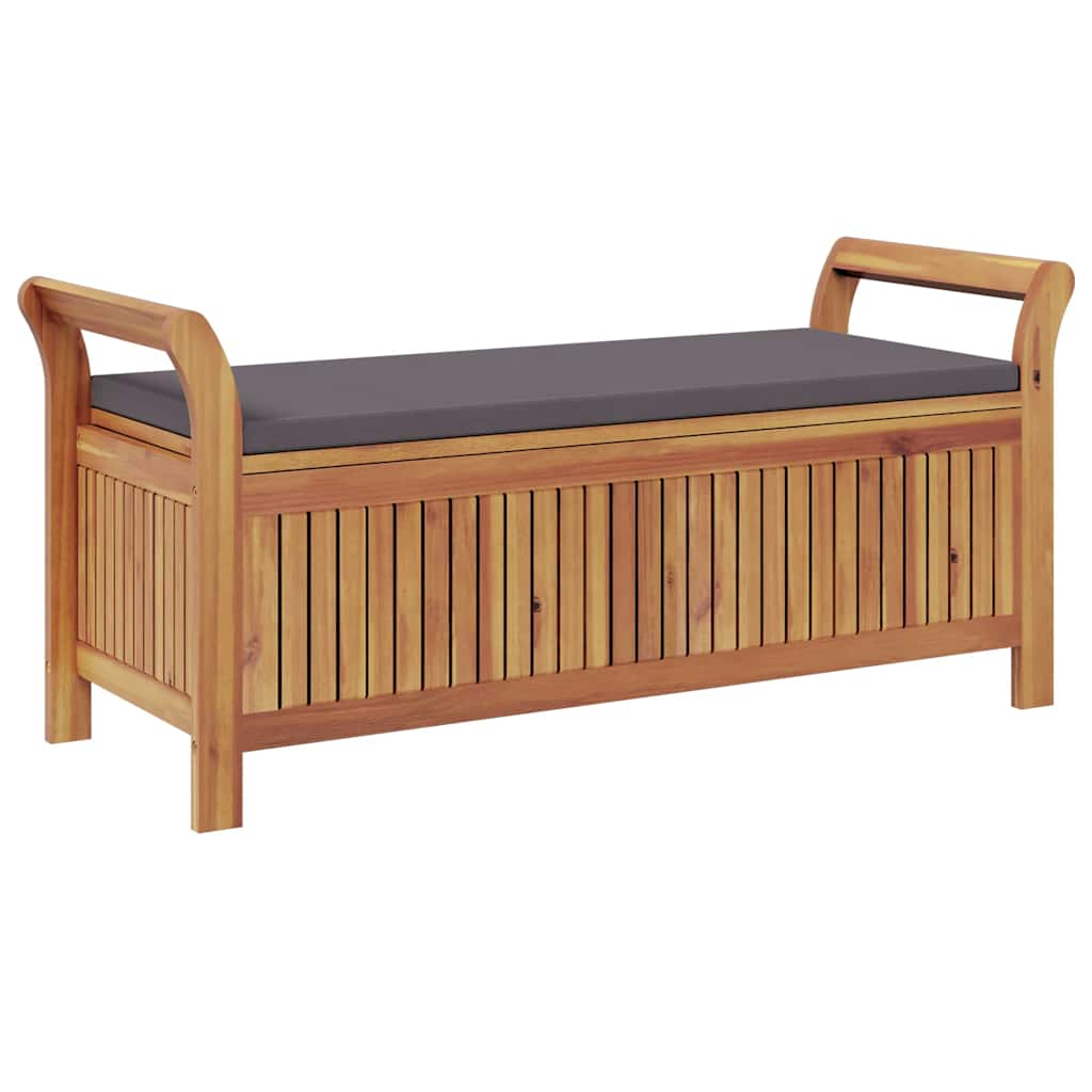 Banco de arrumação p/ jardim c/ almofadão 126 cm acácia maciça