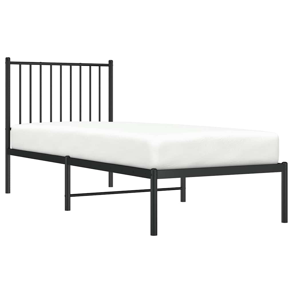Estrutura de cama com cabeceira 80x200 cm metal preto
