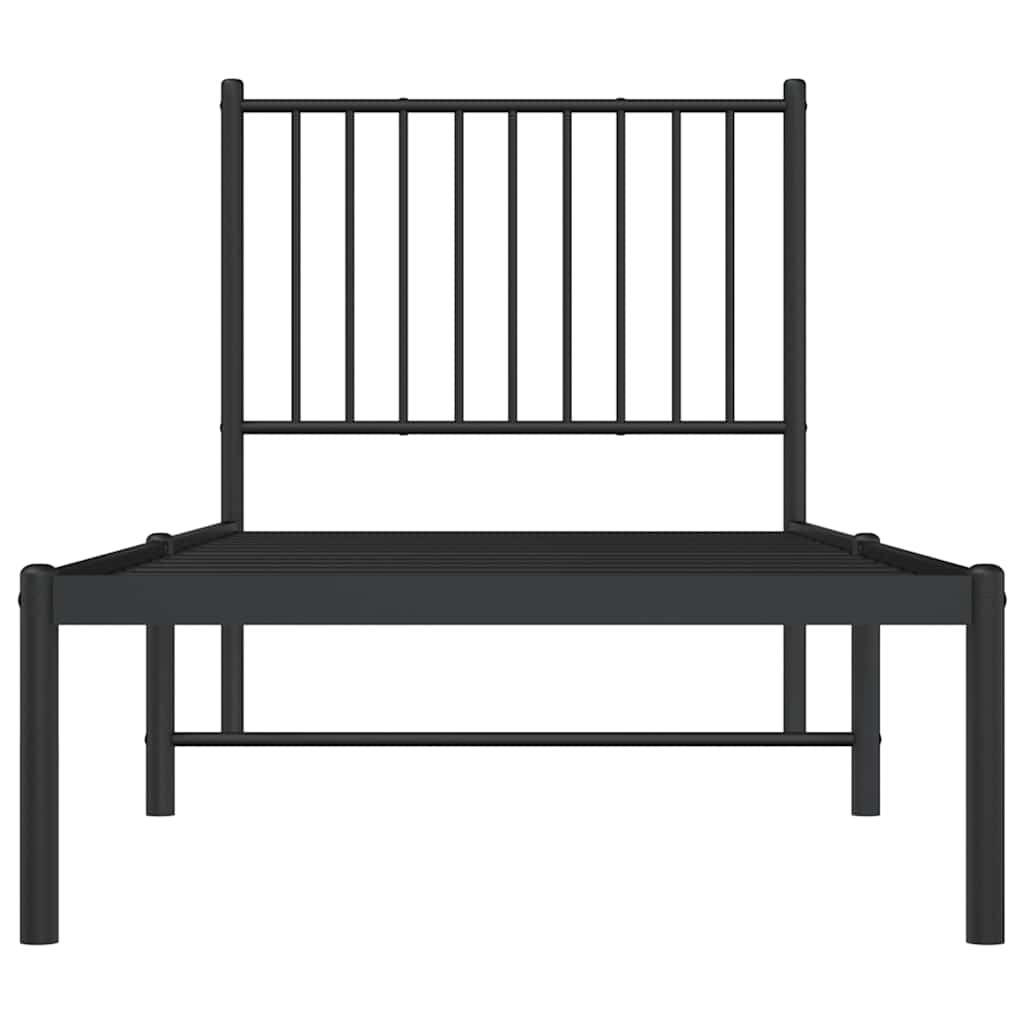 Estrutura de cama com cabeceira 80x200 cm metal preto