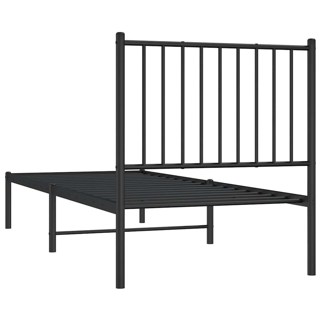 Estrutura de cama com cabeceira 80x200 cm metal preto