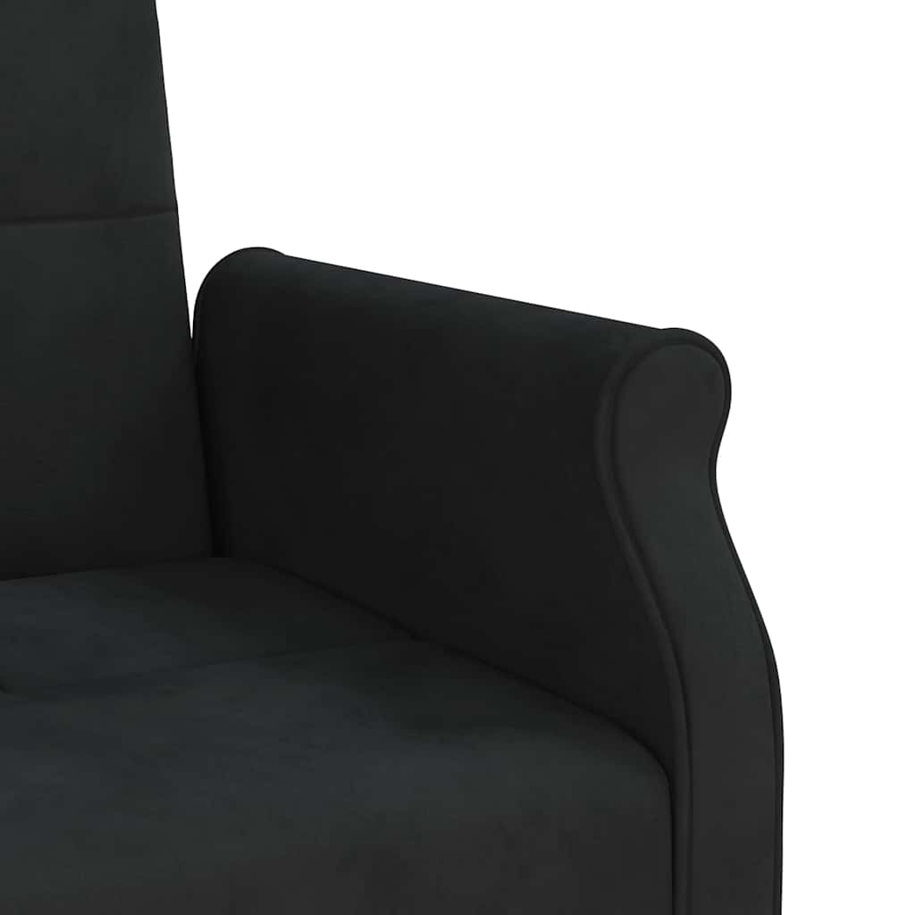 Sofá-cama com almofadões veludo preto