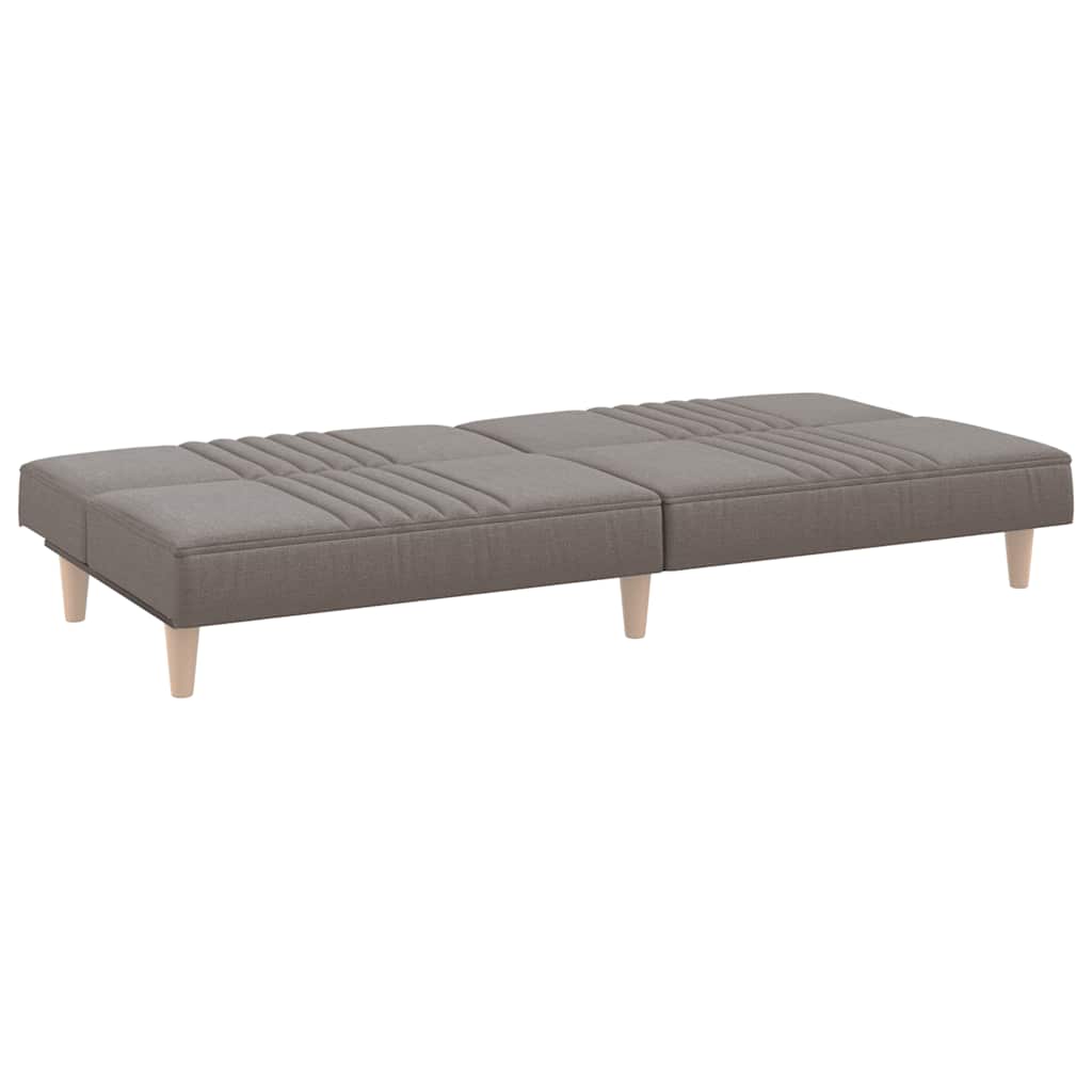 Sofá-cama tecido cinzento-acastanhado