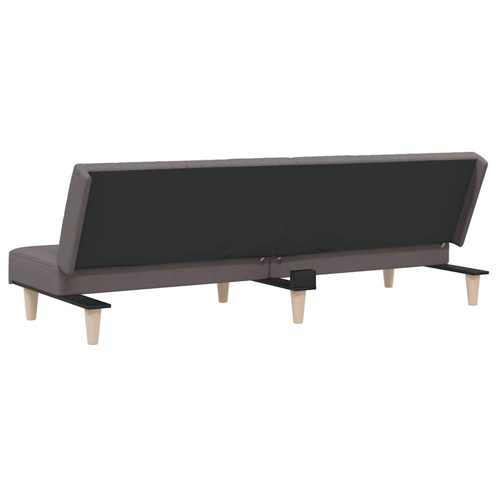Sofá-cama tecido cinzento-acastanhado