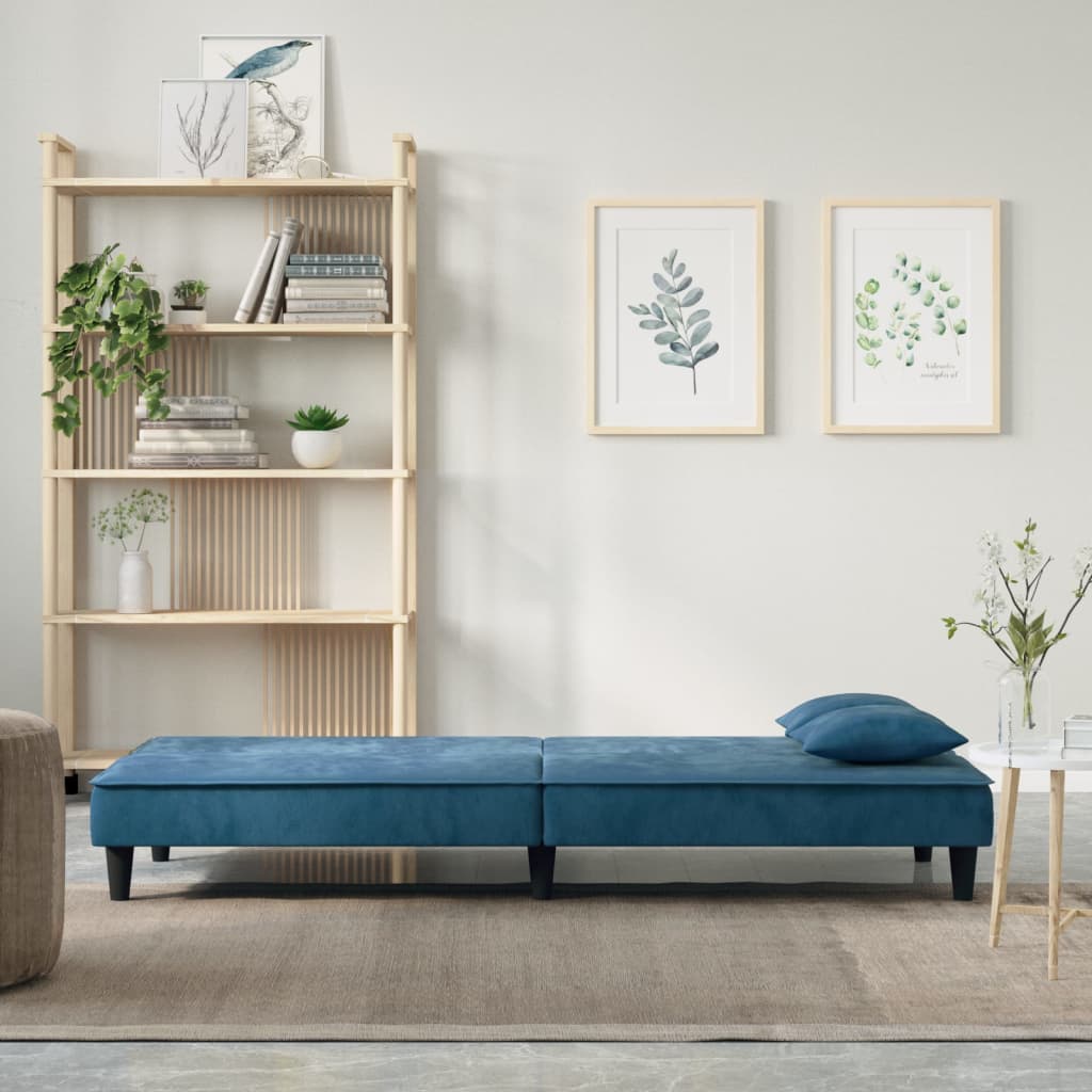 Sofá-cama veludo azul