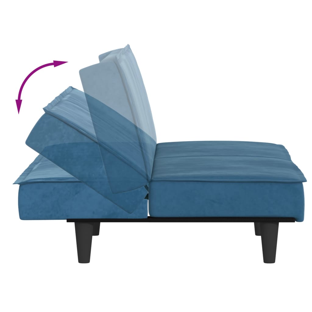 Sofá-cama veludo azul