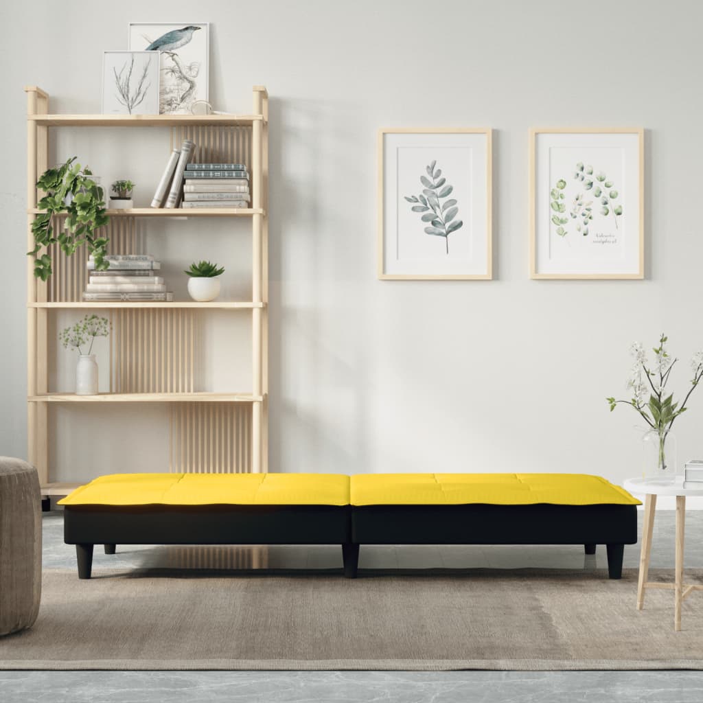 Sofá-cama tecido amarelo-claro