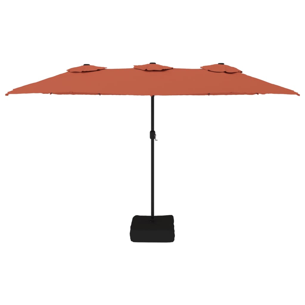Guarda-sol de jardim com cabeça dupla 449x265 cm terracotta