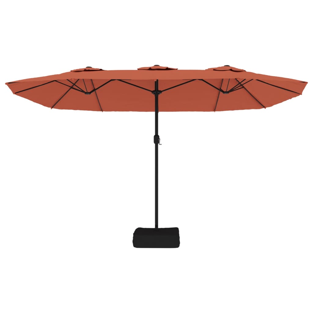 Guarda-sol de jardim com cabeça dupla 449x265 cm terracotta