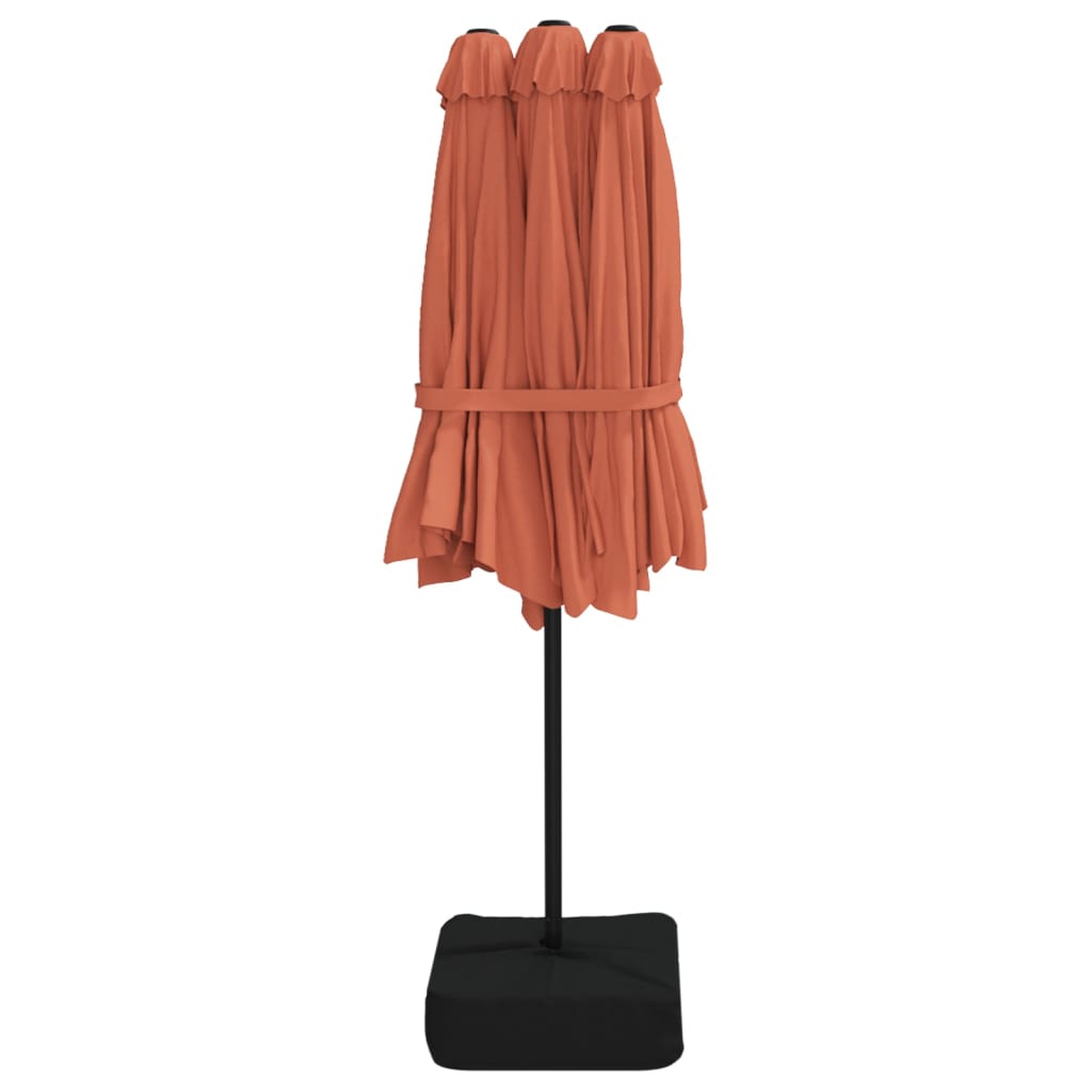Guarda-sol de jardim com cabeça dupla 449x265 cm terracotta