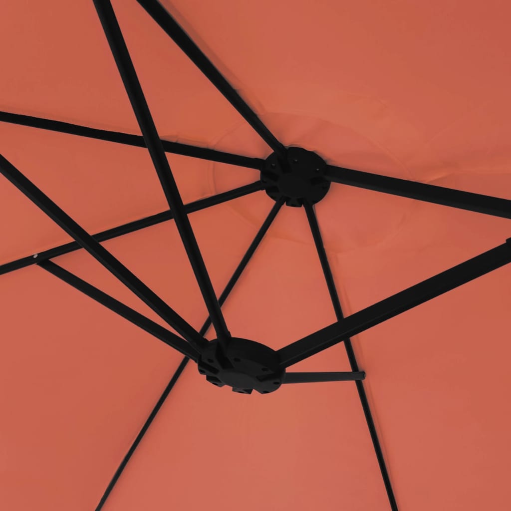 Guarda-sol de jardim com cabeça dupla 449x265 cm terracotta
