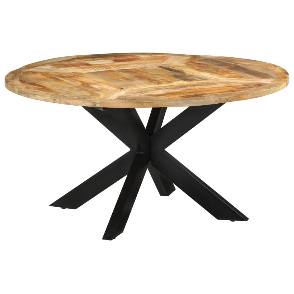 Mesa de jantar Ø150x76 cm madeira de mangueira maciça áspera