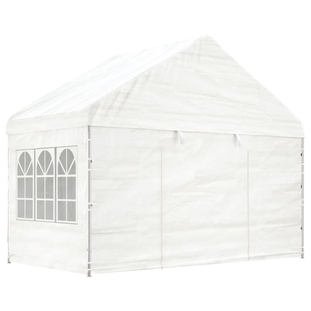 Gazebo com telhado 17,84x4,08x3,22 m polietileno branco