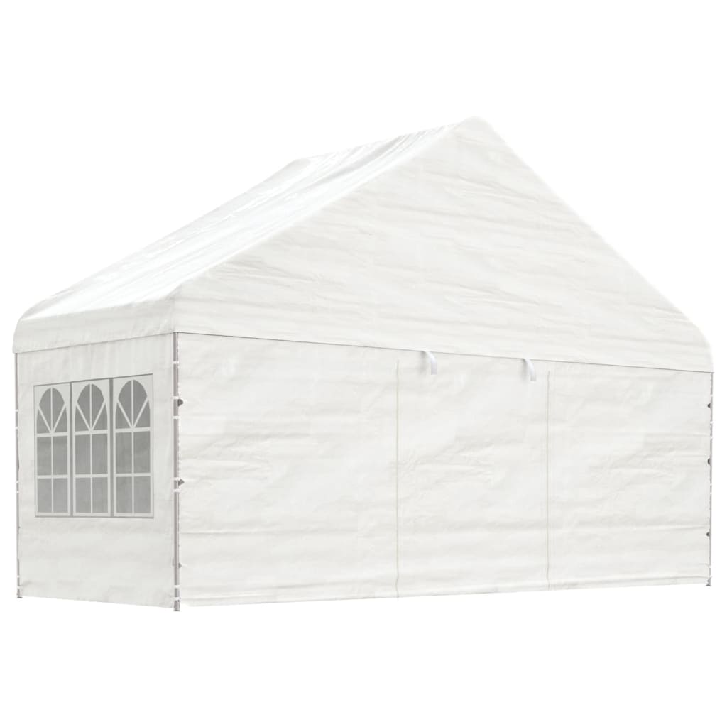 Gazebo com telhado 6,69x5,88x3,75 m polietileno branco