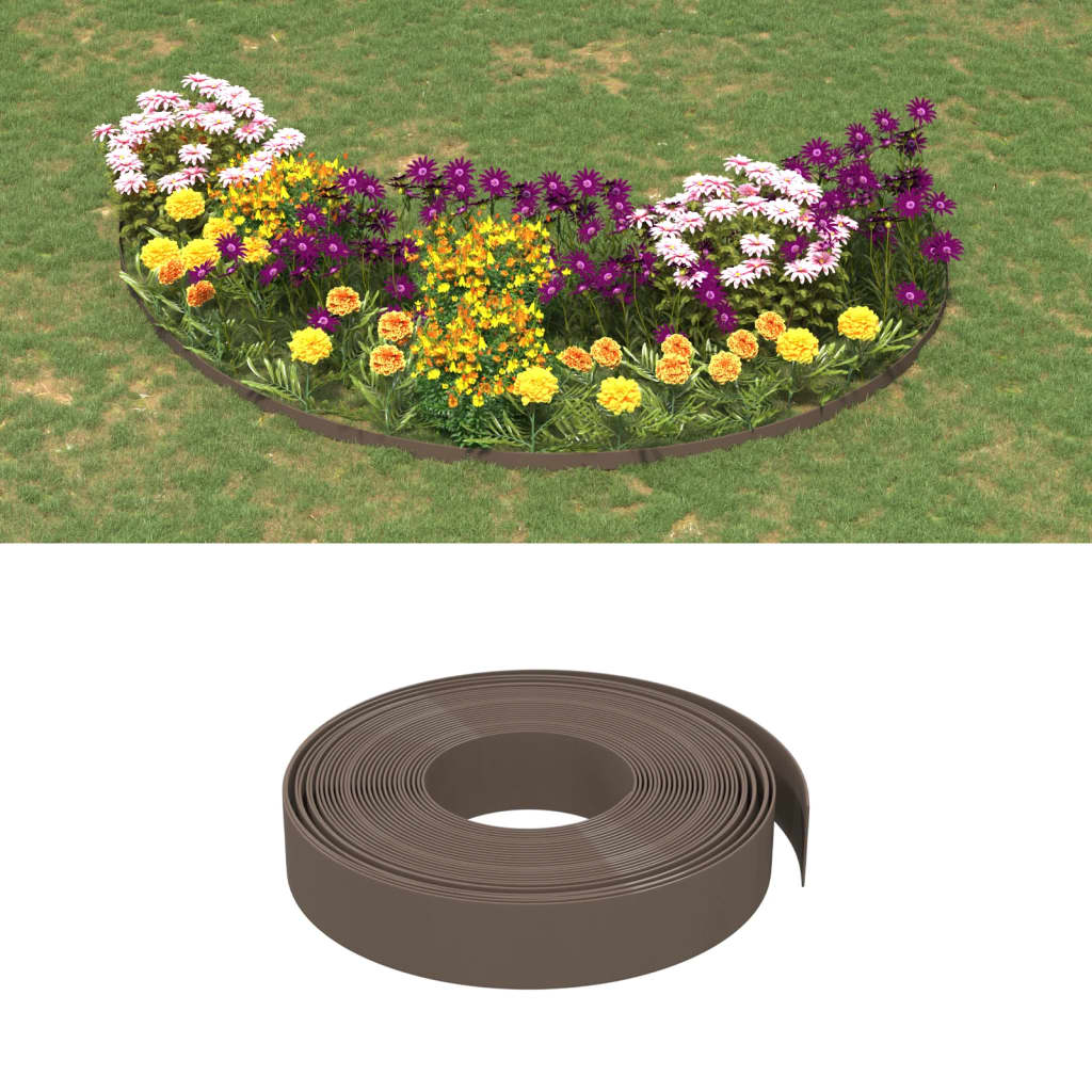 Bordas de jardim 3 pcs 10 m 10 cm polietileno castanho