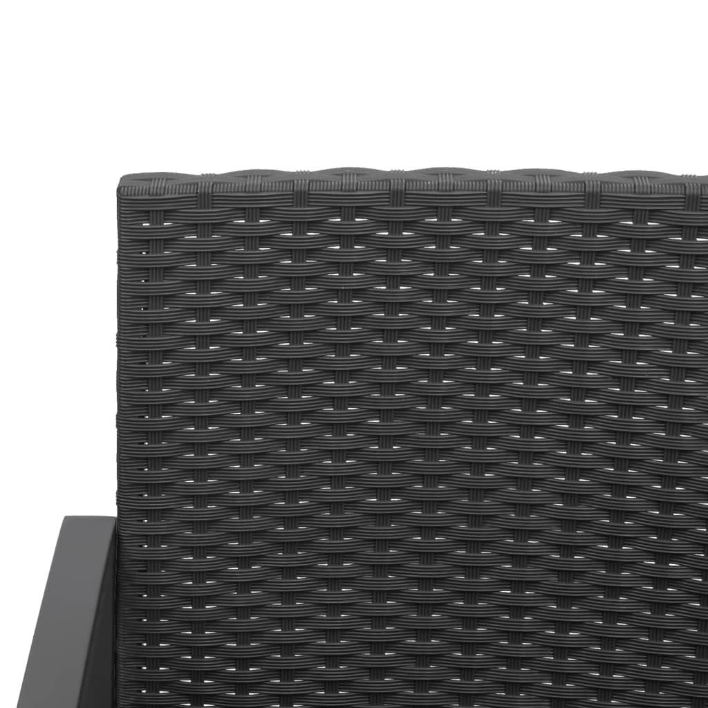 Banco de jardim de 2 lugares com almofadões vime PP preto